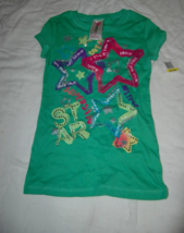 Girls Youth Medium NWT Beautees Graphic T-shirt Top Green Star Believe - £11.79 GBP