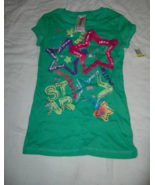 Girls Youth Medium NWT Beautees Graphic T-shirt Top Green Star Believe - £11.78 GBP