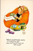 Artist Mabel Lucie Attwell Shopping is Done Girl in Bean Bag Chair Postcard W8 - £12.74 GBP