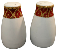 Vintage Set Fine Porcelain Pegasus China Salt &amp; Pepper Shakers Gold Gild... - £9.24 GBP