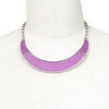Candies Silver Tone Glitter Collar Necklace Purple - £11.08 GBP
