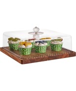 Cake Stand With Lid, 11.6″ Square Small-Sized Cake Holder, Acacia Solid ... - €38,55 EUR