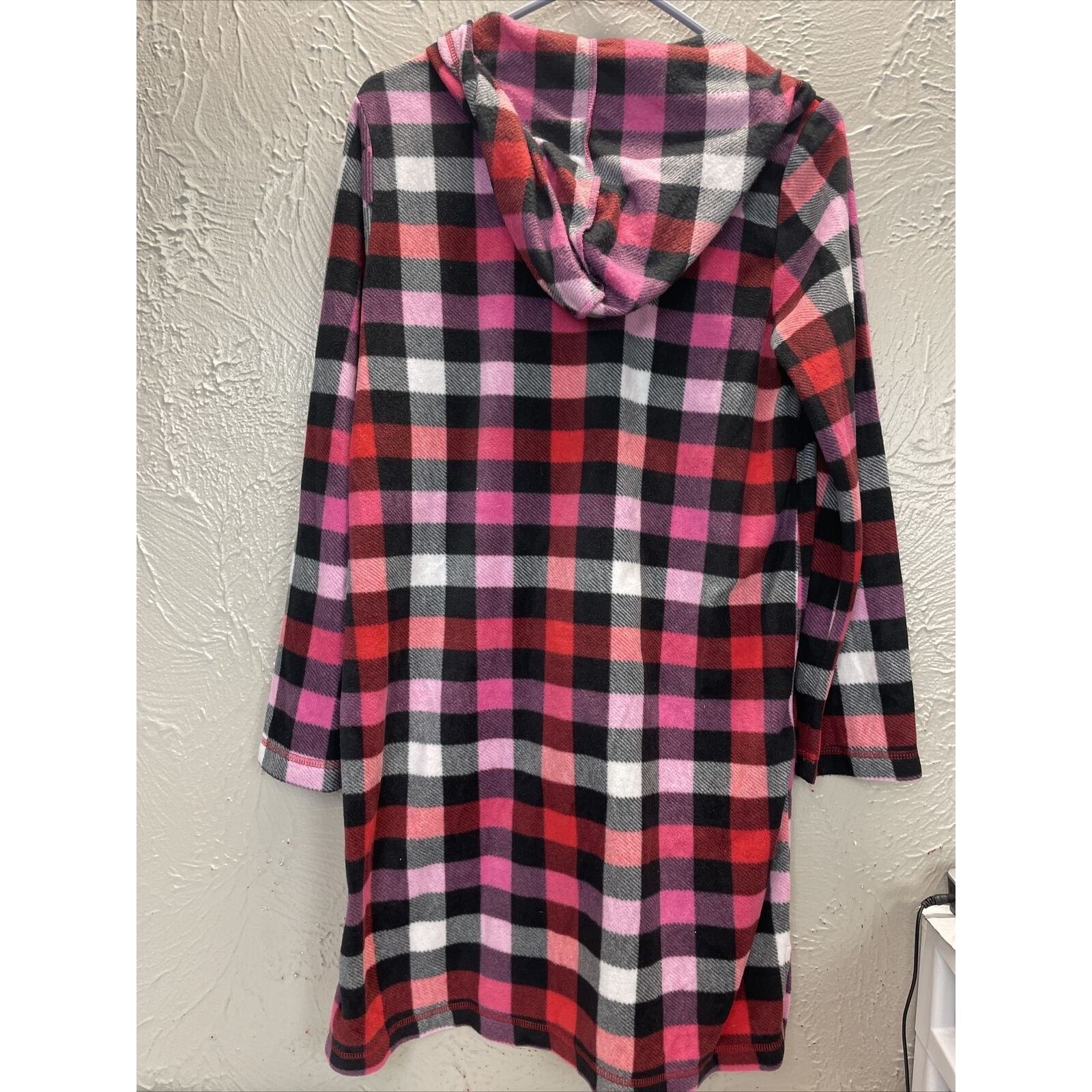 Jenni Intimates Womens Night Gown Multi Colored Plaid Hooded Size Medium Item image 2