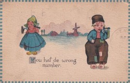 Dutch Kids Talking On Telephone You Haf De Wrong Number 1913 Postcard E12 - £5.22 GBP