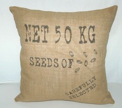 Surya Goose Feather Down Seeds Throw Pillow Pure Jute Cover - £39.86 GBP