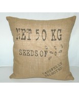 Surya Goose Feather Down Seeds Throw Pillow Pure Jute Cover - £39.95 GBP