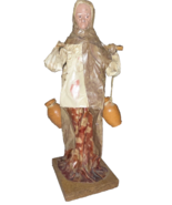 Papier Mache Figurine Old Woman carrying clay pots water Mexico Vintage ... - £19.34 GBP