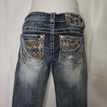 Miss Me Crystal Rhinestone Distressed Signature Skinny Jeans Size 26 - £38.92 GBP