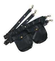 Gothic Punk Black Faux Leather Pocket Belt Steampunk - £5.38 GBP