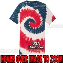 Mens Tie Dye T-Shirt Usa Rainbow Spiral Design S-XL 2XL 3XL 4XL Tye Died New - £11.35 GBP+