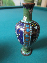 Antique Cloisonne Multicolor Vase Square Opening 5 1/4&quot; - £99.52 GBP