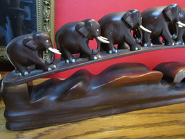 Ceylon Caravan Of Elephants Wood Carved Sculpture 23&quot; Original - £553.95 GBP