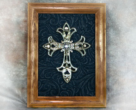 Primary image for Inspirational Framed Silver Cross 5x7