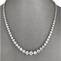 22Ct Round Moissanite Tennis Necklace 14K White Gold Plated - £63.94 GBP+
