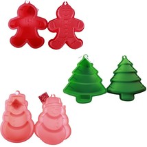 6pc Christmas Silicone 3 Cake Molds  Snowman + Gingerbread Man + Christmas Tree - £11.79 GBP