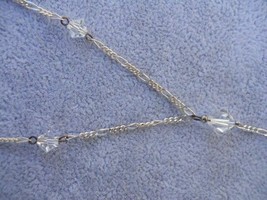 Vtg 925 Crystal Quartz Beads 7mm Stone Y Necklace 20&quot;L - £31.10 GBP