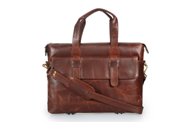 15&quot; Buff Leather Men&#39;s Genuine Leather Vintage Laptop Handmade Briefcase Bag - £99.42 GBP