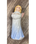 Goebel W Germany Porcelain Angel Figurine With Crossed Arms Blue Gown 4&quot; - $19.99