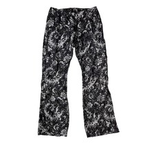 Vtg Willi Smith Pants Black Silver Damask Floral Boot Cut Zip Back Flat ... - $43.56