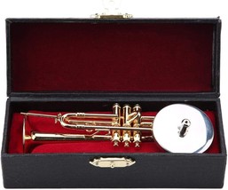 Instrument Ornament, Gold Plated Miniature Trumpet Ornament Replica Musical - $37.95