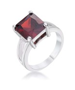Silvertone Rhodium Plated Brass 5.5ct Princess Garnet Red Cubic Zirconia... - $23.00