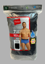 Hanes Ultimate Tagless Briefs Men XL (40-42)  Black Gray 100% Cotton 7 Pairs - £26.90 GBP