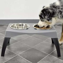 Bergan Stormcloud Elevated Feeder 2 Dog Bowl Black/Grey 1ea/MD - £27.65 GBP