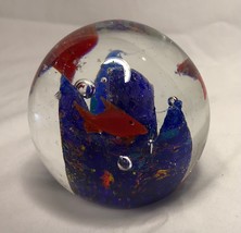 Vintage Glass Paperweight Fish on a Reef 2.5 inches Bright and Colorful   - £38.73 GBP