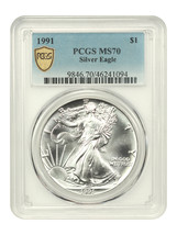 1991 Silver Eagle $1 PCGS MS70 - £1,779.48 GBP