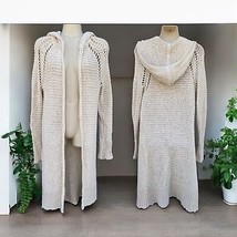 Sundance Catalog Open Loose Knit Long Hooded Cardigan Sweater Duster Sz ... - $67.20