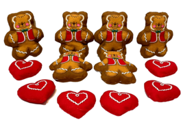 Vintage Handmade Plush Stuffed Christmas Bears and Red Hearts Lot of 12 - £13.45 GBP