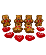 Vintage Handmade Plush Stuffed Christmas Bears and Red Hearts Lot of 12 - £12.93 GBP