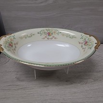 Meito China Japan Hand Painted Gold Handled Oval Vegetable Serving Bowl Floral - £10.98 GBP