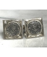 PLAFINA OF TAXCO 925 STERLING SILVER AZTEC MAYA DESIGN CUFFLINKS SKY - $64.35
