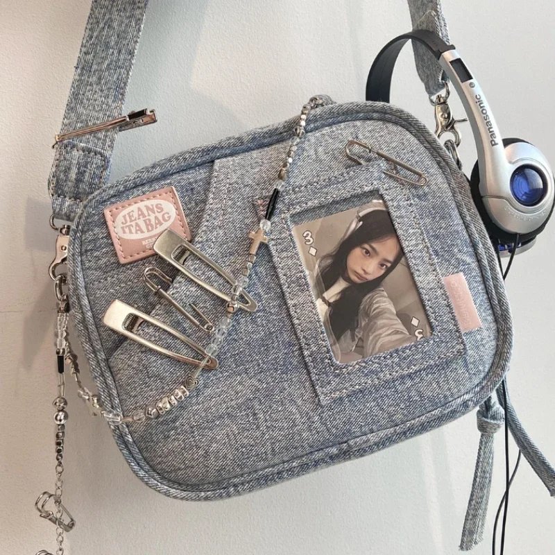 Xiuya Y2K Vintage Denim Handbag Cute Casual Fashion Chase Star Pain Bag ... - $29.60
