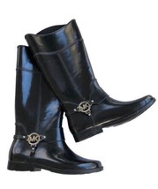Michael Kors Black Fulton Harness Tall Rain Boots Women’s Size 10 - £30.13 GBP