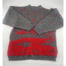 Vintage Christmas Sweater Womens Large Grey Red Winter Holiday Christmas... - $23.10