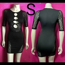 Black Cut Out Mesh Dress Size S - £26.48 GBP