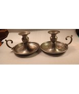 Vintage Pewter  Candlestick With Finger Loop Candle Holder - lot #133 - £29.75 GBP