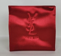Yves Saint Laurent YSL Parfums Red Satin Zippered Makeup Bag - £19.67 GBP