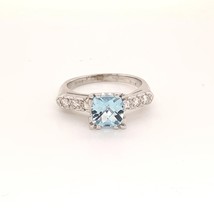 Diamond Aquamarine Ring 5.75 14k Gold 1.70 TCW Women Certified $2,900 912275 - £1,226.61 GBP