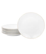 Gibson Home Ogalla 8 Piece 7.5 Inch Gold Banded Fine Ceramic Dessert Pla... - €37,73 EUR