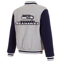 NFL Seattle Seahawks  Reversible Full Snap Fleece Jacket JHD Embroidered Logos - £108.23 GBP