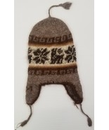 V) Boys Children Kid Tall Wool Winter Hat with Ear Coverage Brown Gray - £6.32 GBP