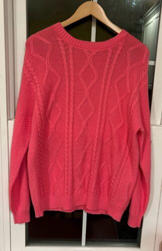 Hollister Oversized Cable-Knit Hot Pink Sweater Small - $6.56