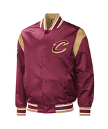 NBA Cleveland Cavaliers Maroon Satin Bomber Baseball Letterman Varsity Jacket - £107.47 GBP