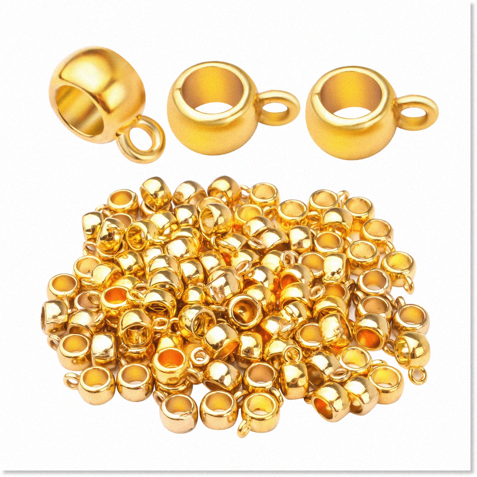 100pcs Premium Quality Golden Alloy Bail Tube Beads Spacer Beads for DIY... - $21.77