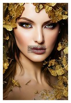 Gorgeous Lady Golden Eyes &amp; Butterfly 4X6 Fantasy Photo - £6.23 GBP