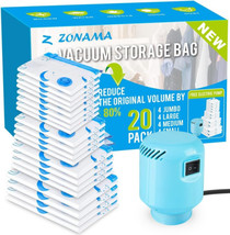 Vacuum Storage Bags with Electric Air Pump, 20 Pack (4 Jumbo, 4 20COMBO,... - £70.47 GBP