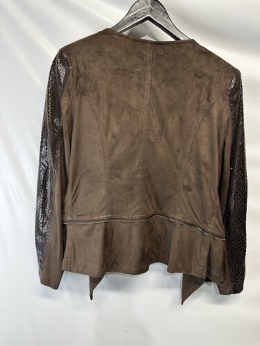 Primary image for La Seine Faux Suede Moto Jacket Hi Lo Gold Zipper Accents Trim M